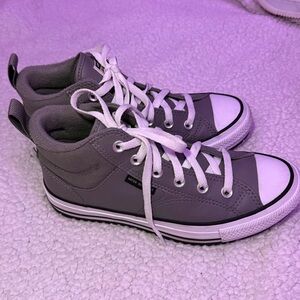 Converse High-Top Sneakers in Gray and White